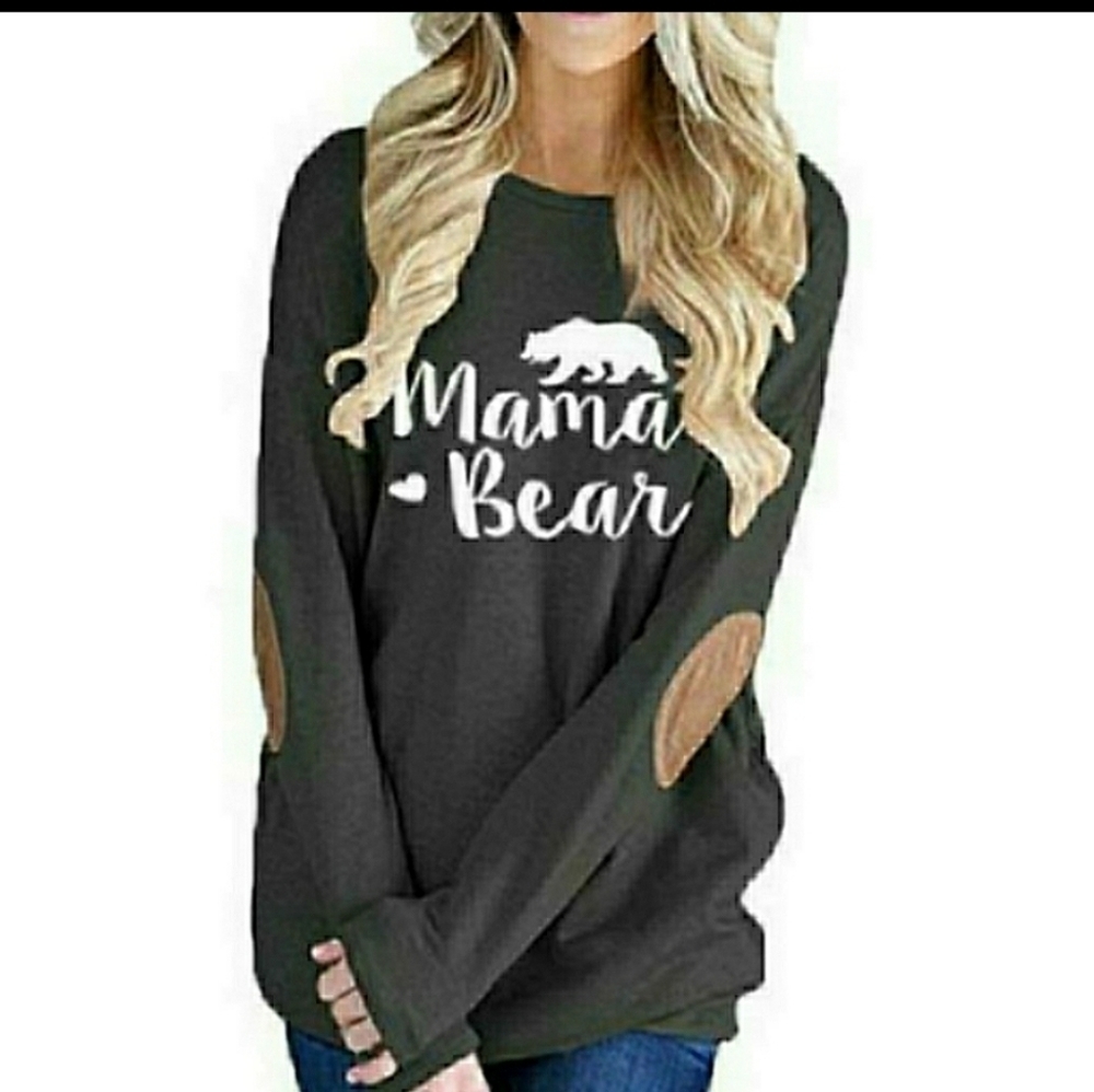Last one Mama Bear Gray Sweatshirt elbow Patches small